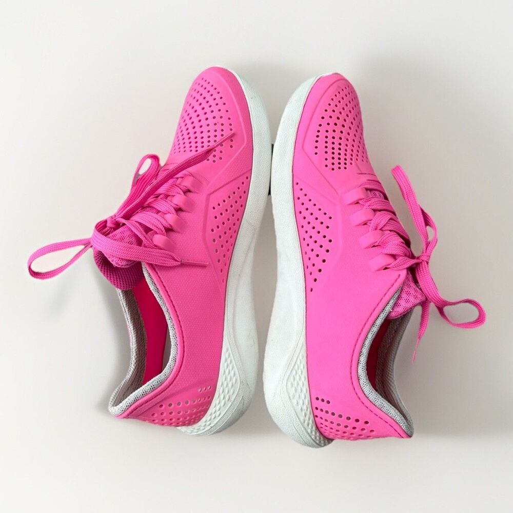 Crocs LiteRide Pacer Shoes Women's Size 9 Pink Comfort Lace Up 205234 - Picture 7 of 9